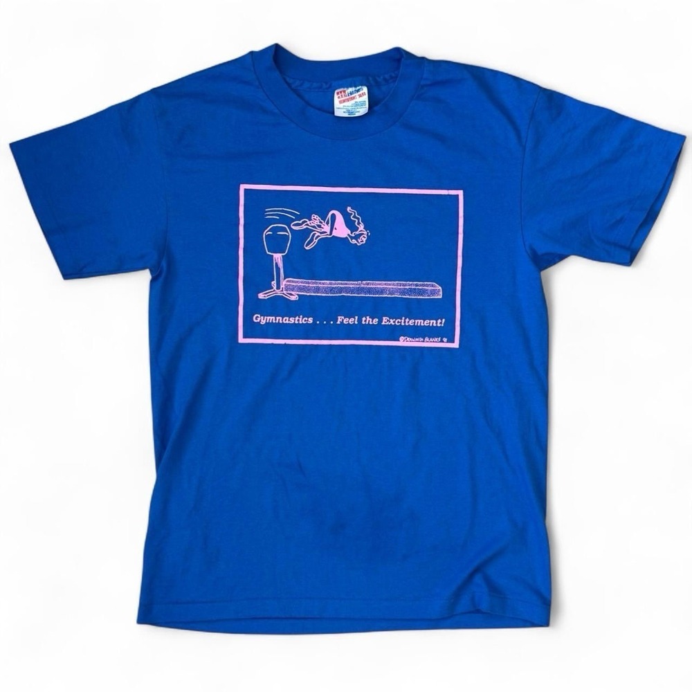 Vintage Gymastics Feel The Excitement 1991 Blue T-Shirt Adult Medium Made In USA